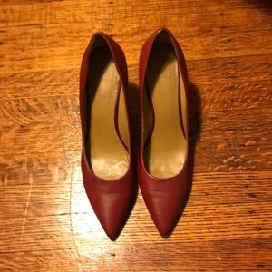 Red leather Nine West heels